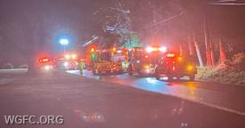 Emergency vehicles on Kelton Road at the accident with entrapment last night in Penn Township. WGFC rescued two trapped patients.  