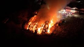 The WGFC assisted Rising Sun on this large hay bale fire at a mushroom growing facility.