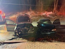 Two vehicles sustained damage at this crash on Route 896 in front of the WGFC fire station in New London.