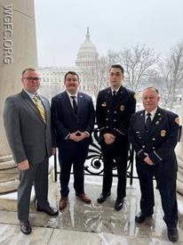 WGFC first responders Cecil Depot, Jack Wharry, Tyler Simpson, Tom Glass were on Capitol Hill for annual meetings with federal elected officials and their staffs. 